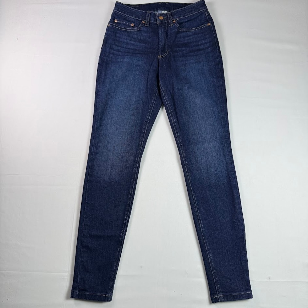 LL Bean Womens BeanFlex Skinny Leg Favorite Fit Dark Wash Jeans Size 4 Reg